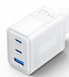 Vention 65W GaN Fast Charger with 3 USB Ports (2x USB-C, 1x USB-A), US Plug-White