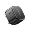 Vention (45W/45W) GaN Charger with Dual USB-C Ports – UK Plug, Black