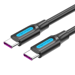 Vention 1.5M USB 2.0 Type-C to Type-C 5A Charging Cable – Black PVC