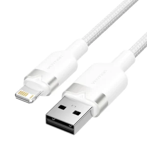 Vention 1M USB 2.0 Type-A to Lightning Male Cable with Aluminum Alloy Housing, 2.4A Fast Charge-White