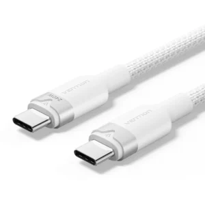 Vention 1M 5A USB 2.0 Type-C to Type-C Cable with Aluminum Alloy Connectors – High-Speed Charging-White