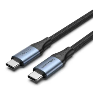 Vention 1M USB 4.0 240W PD Cable – Type-C to Type-C, Braided Cotton Design with Aluminum Alloy Ends