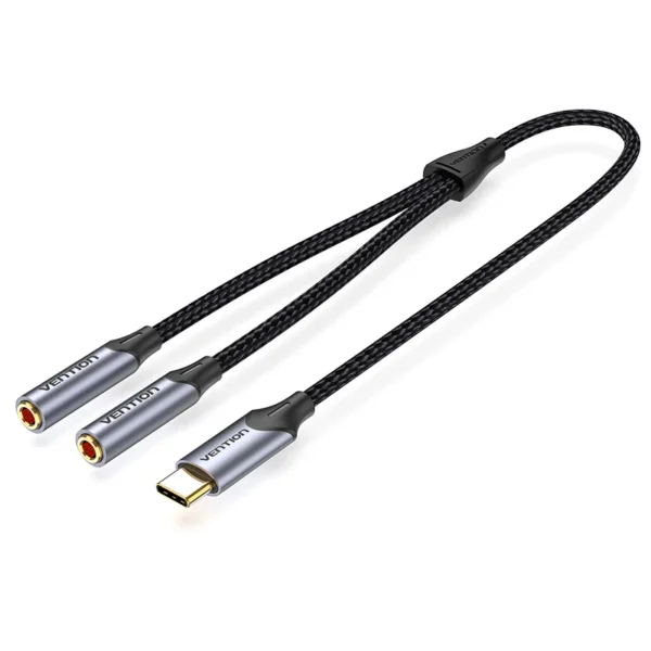 Vention 0.3M USB-C to Dual 3.5mmc – Male to Two Female Jacks-Gray