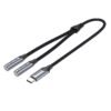 Vention 0.3M USB-C to Dual 3.5mm Audio & Microphone Splitter Adapter – Male to 2 Female Jacks-Gray