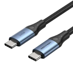 Vention 2M USB 2.0 Type-C to Type-C Cable – 240W Power Delivery- Aluminum Alloy Type Cable -Black