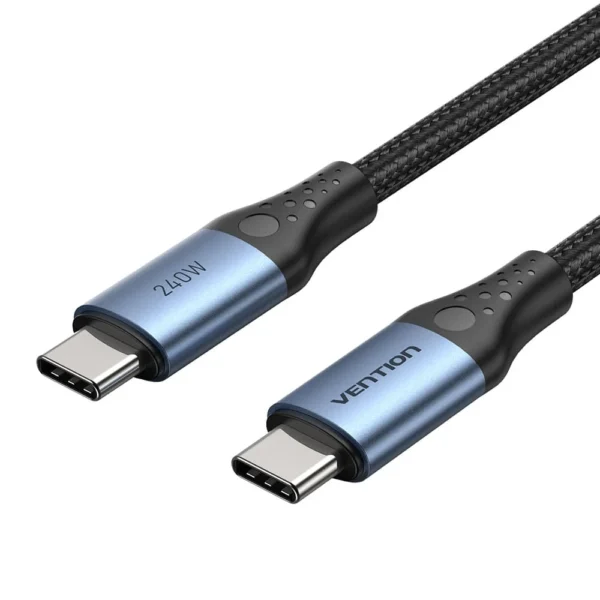 Vention 2M USB 2.0 Type-C to Type-C Cable – 240W Power Delivery- Aluminum Alloy Type Cable -Black