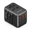 Vention Universal Travel Adapter – 3-Port USB (1x USB-C + 2x USB-A) with 20W/18W/18W Output, Black