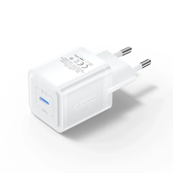 Vention 20W 1-Port USB-C GaN Charger EU-Plug-White