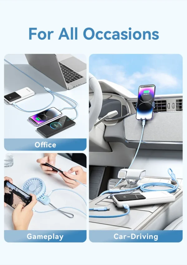 Vention 1.5M USB-A to 3-in-1 Charging Cable (USB-C, Lightning, Micro USB) – 3A Fast Charge, Black Alloy Build - Image 11