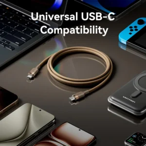 Vention 2M 5A USB 2.0 Type-C to Type-C Cable with Aluminum Alloy Connectors – High-Speed Charging-Black
