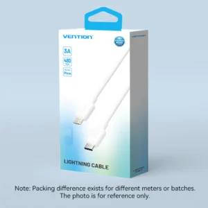 Vention 1M 3A USB 2.0 Type-C to Lightning Charging Cable with Durable PVC Build-Black