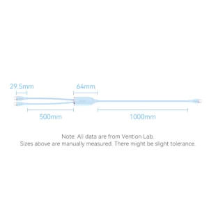 Vention 1.5M USB 2.0 Type-C to Dual Type-C Male Silicone Cable, 5A High Current-White