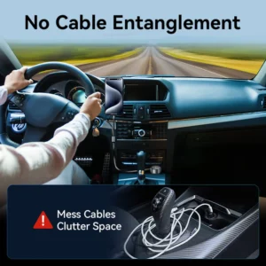 Vention Car Power Adapter with Integrated Charging Cable-Black
