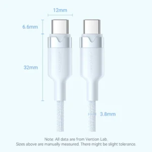 Vention 1M 3A USB 2.0 Type-C to Type-C Charging Cable with Durable Aluminum Alloy Housings-Black