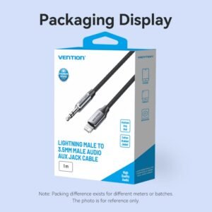 Vention 1.5M Lightning to 3.5mm Aux Cable – Cotton Braided with Aluminum Alloy Connectors-Gray