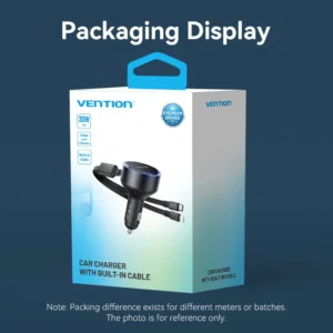 Vention Car Power Adapter with Integrated Charging Cable-Black