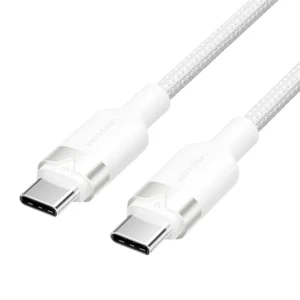 Vention 1M 3A USB 2.0 Type-C to Type-C Charging Cable with Durable Aluminum Alloy Housings-White