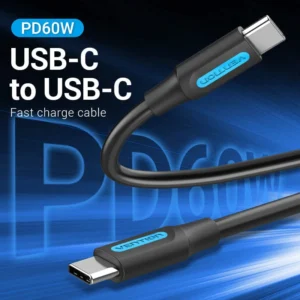 Vention 0.5M USB 2.0 Type-C to Type-C PVC Charging & Data Cable-Black