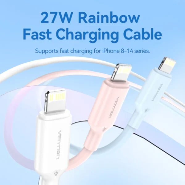 Vention 1M 3A USB 2.0 Type-C to Lightning Charging Cable with Durable PVC Build-White - Image 2
