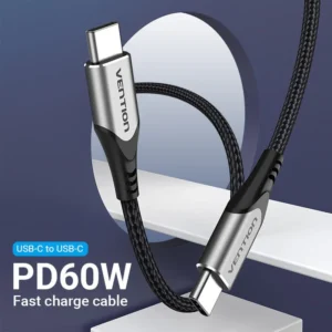 Vention 0.5M USB 2.0 Type-C to Type-C Cable with Sturdy Aluminum Alloy Connectors-Gray