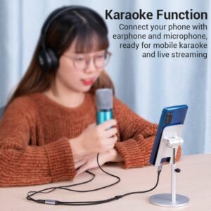 Vention 0.3M USB-C to Dual 3.5mm Audio & Microphone Splitter Adapter – Male to 2 Female Jacks-Gray
