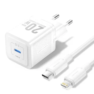 Vention 20W USB-C GaN Wall Charger EU-Plug with 1M USB-C to Lightning Cable – White, Single Port