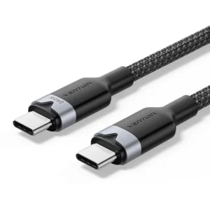 Vention 2M 5A USB 2.0 Type-C to Type-C Cable with Aluminum Alloy Connectors – High-Speed Charging-Black