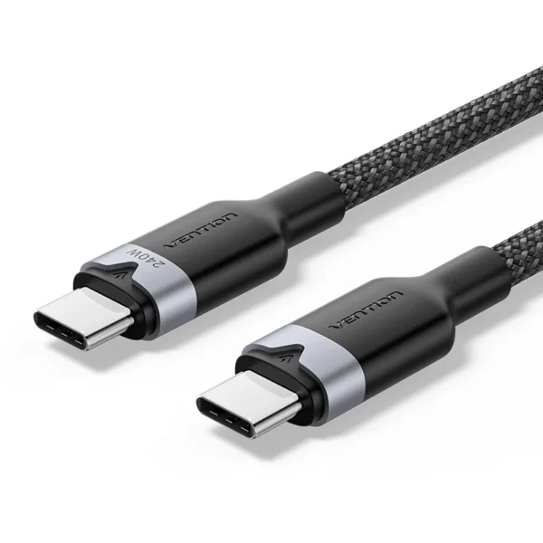 Vention 2M 5A USB 2.0 Type-C to Type-C Cable with Aluminum Alloy Connectors – High-Speed Charging-Black