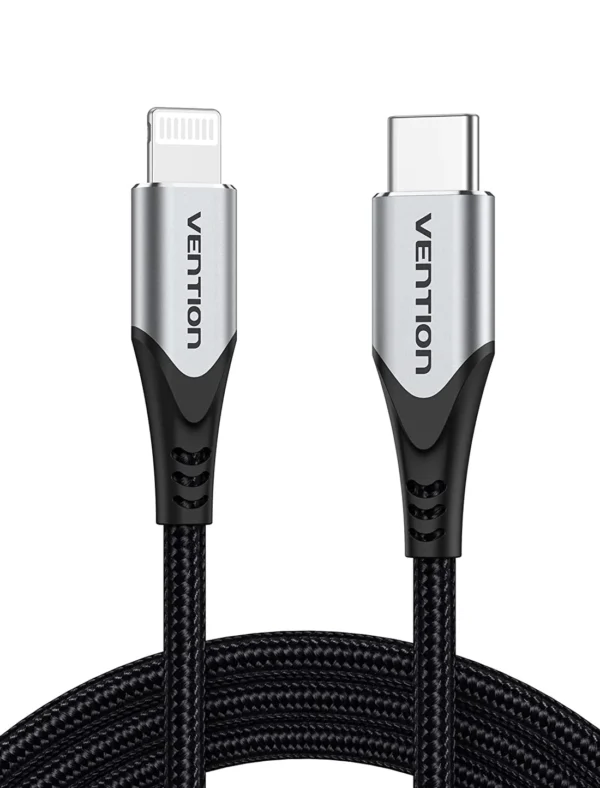 Vention 1.5M (MFI Certified) USB 2.0 Type-C to Lightning Cable with Aluminum Alloy Housing-Gray - Image 2