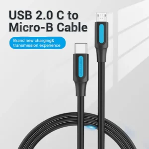 Vention 1M USB 2.0 Type-C to Micro-B Male Cable, 2A Charging-Black