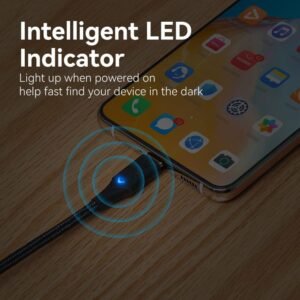 Vention 1M USB 2.0 Type-C to Type-C Cable with LED Indicator – 3A Fast Charging, Nylon Braided Design-Black