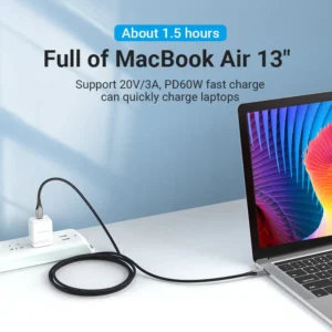 Vention 0.5M USB 2.0 Type-C to Type-C Cable with Sturdy Aluminum Alloy Connectors-Gray
