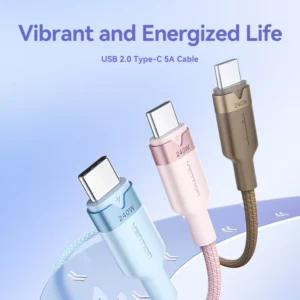 Vention 2M 5A USB 2.0 Type-C to Type-C Cable with Aluminum Alloy Connectors – High-Speed Charging-Black