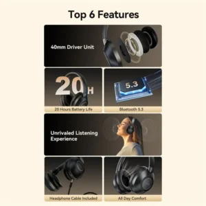 Vention SoundMate Wireless On-Ear Audio Headphones-Black