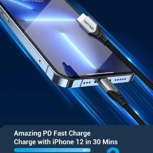 Vention 1.5M (MFI Certified) USB 2.0 Type-C to Lightning Cable with Aluminum Alloy Housing-Gray