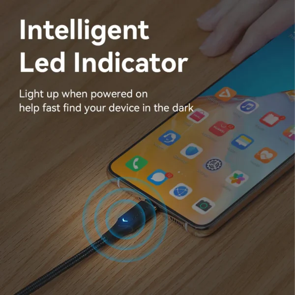 Vention 3M USB 2.0 A to Type-C Cable, Nylon Braided, 3A Fast Charging with LED Indicator-Black - Image 3