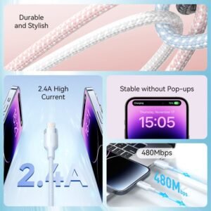 Vention 2M USB 2.0 Type-A to Lightning Male Cable with Aluminum Alloy Housing, 2.4A Fast Charge-White