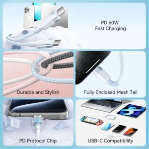 Vention 1M 3A USB 2.0 Type-C to Type-C Charging Cable with Durable Aluminum Alloy Housings-White