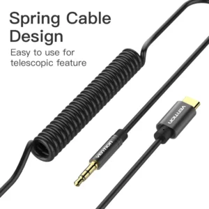 Vention 1.5M Premium USB-C to 3.5mm AUX Cable with Spring-Loaded Black Metal Build