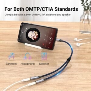 Vention 0.3M USB-C to Dual 3.5mmc – Male to Two Female Jacks-Gray