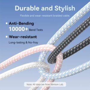 Vention 2M USB 2.0 Type-A to Lightning Male Cable with Aluminum Alloy Housing, 2.4A Fast Charge-White