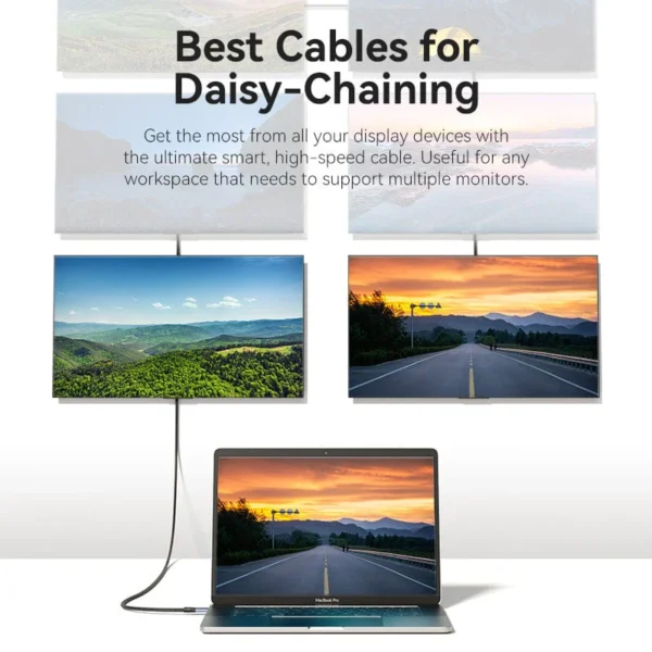 Vention 1M USB 4.0 240W PD Cable – Type-C to Type-C, Braided Cotton Design with Aluminum Alloy Ends - Image 5