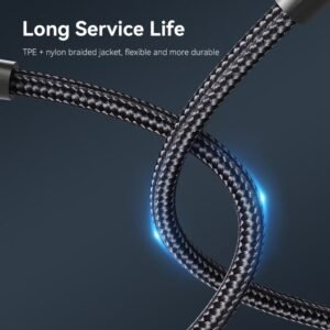 Vention 1M USB 2.0 Type-C to Type-C Cable with LED Indicator – 3A Fast Charging, Nylon Braided Design-Black