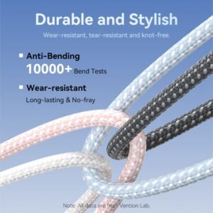 Vention 1M 3A USB 2.0 Type-C to Type-C Charging Cable with Durable Aluminum Alloy Housings-Black