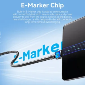 Vention 2M USB-C to USB-C Cable, 5A Fast Charging, Cotton-Braided with Zinc Alloy Connectors – USB 2.0 Black