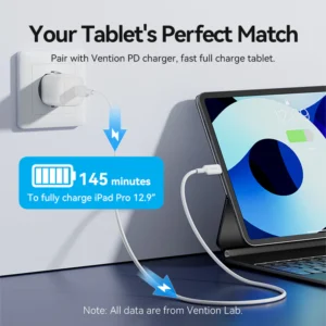 Vention 1M 3A USB 2.0 Type-C to Lightning Charging Cable with Durable PVC Build-Black