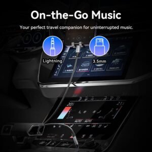 Vention 1.5M Lightning to 3.5mm Aux Cable – Cotton Braided with Aluminum Alloy Connectors-Gray