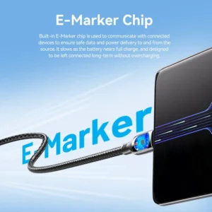 Vention 1.2M USB-C to USB-C 5A Charging Cable – Braided with LED Display & Zinc Alloy Housing-Black