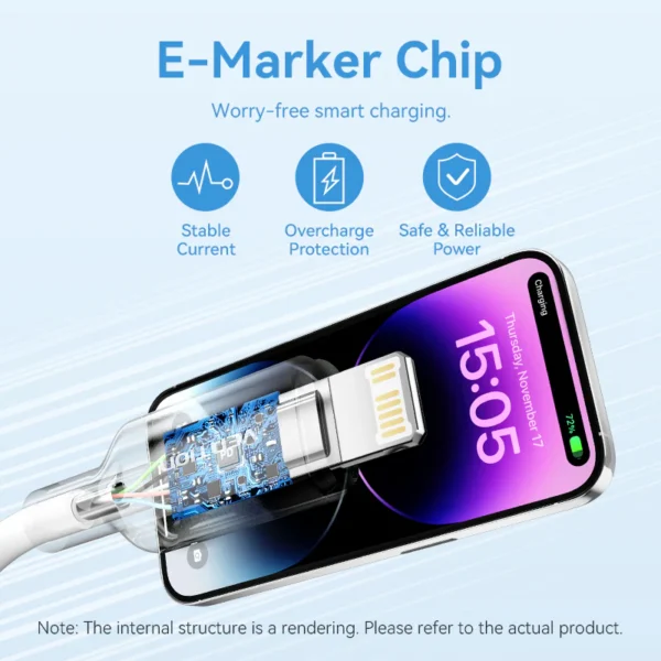 Vention 1M 3A USB 2.0 Type-C to Lightning Charging Cable with Durable PVC Build-White - Image 7
