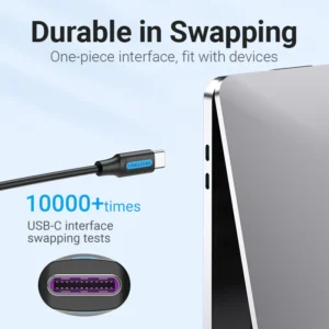 Vention 1.5M USB 2.0 Type-C to Type-C 5A Charging Cable – Black PVC